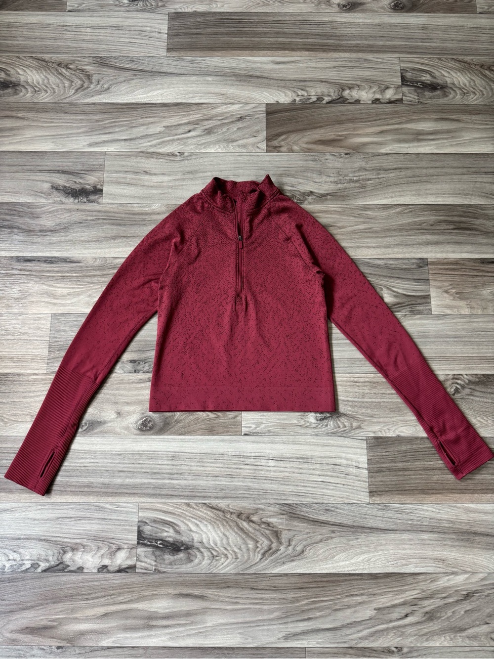 Lululemon Rest Less Cropped Half-Zip in Herringbone Fade Mulled Wine Size 4